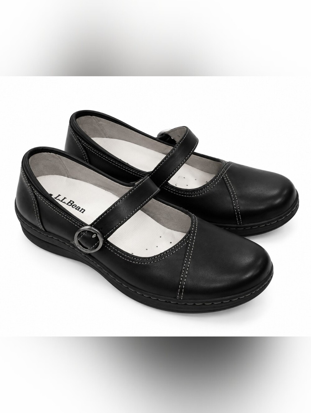 L.L. Bean Black Mary Jane Strap Flats